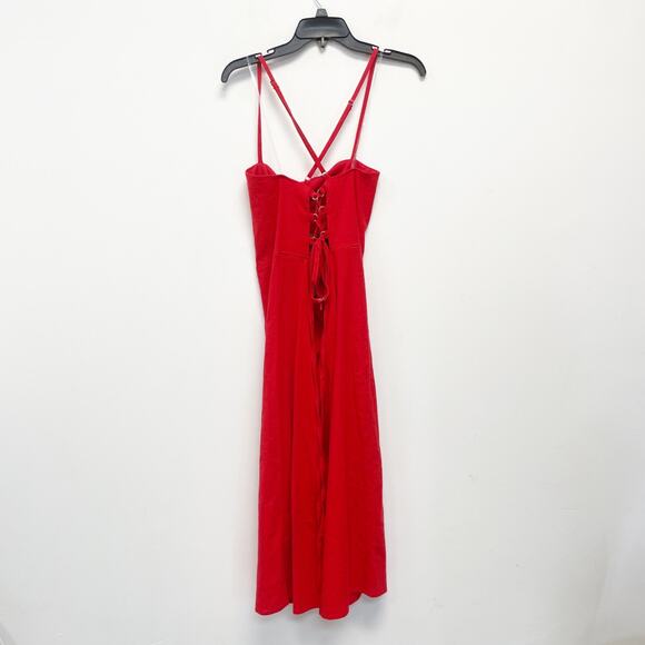 Wild Fable Women's Linen Lace Tie Back Summer Midi Slip Dress Red Size 16 - Picture 3 of 6